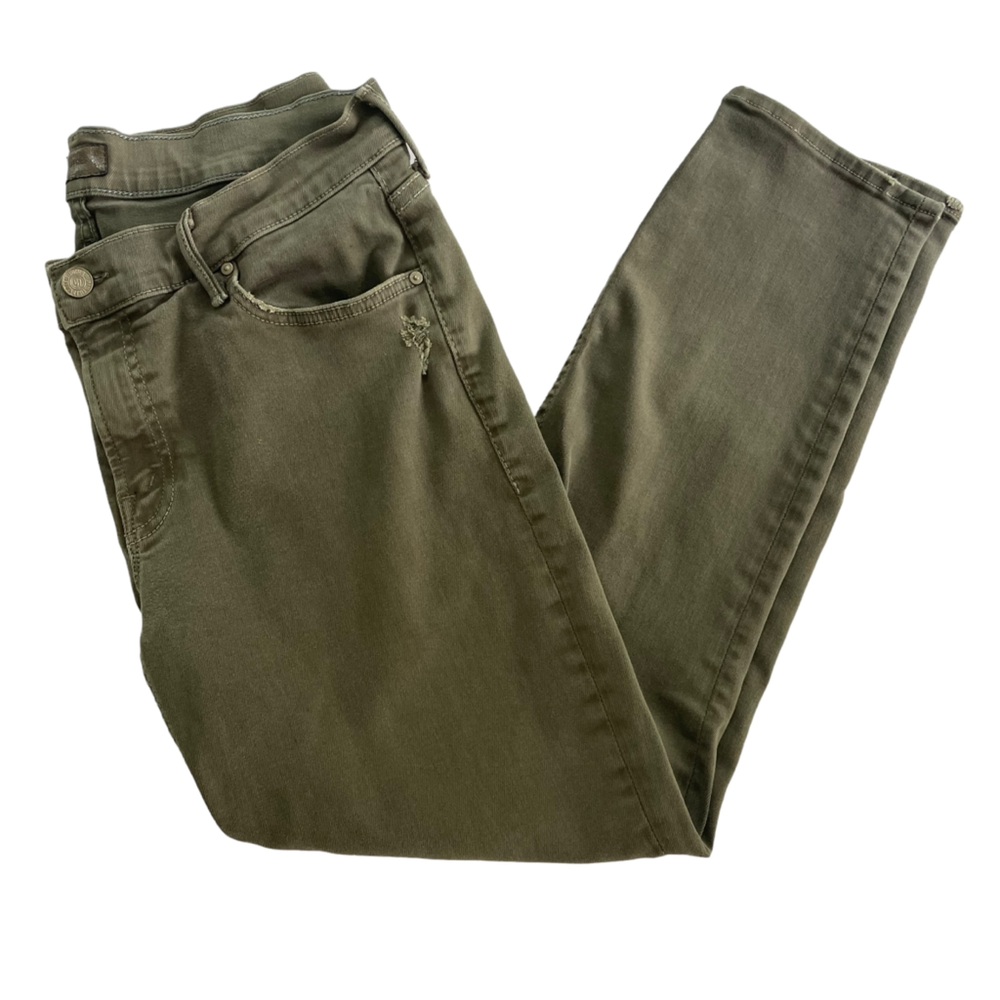 Mother The Drop Out Jeans Moss Green Stretch Crop Distressed Style Sz 28 - Picture 10 of 15